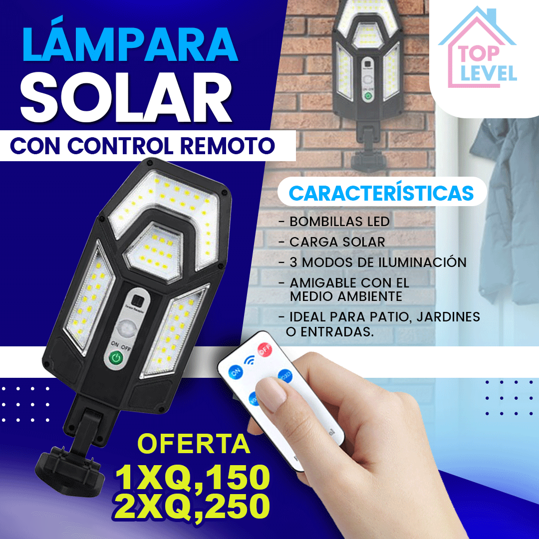 LÁMPARA SOLAR LED CON CONTROL REMOTO